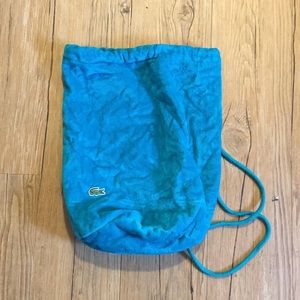 LaCoste Teal Terry Cloth Drawstring Bag